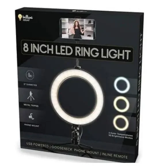 Brilliant Ideas Ring Light With Phone Holder U8 Inch Adjustable Dimmable USB Blu - Picture 4 of 4